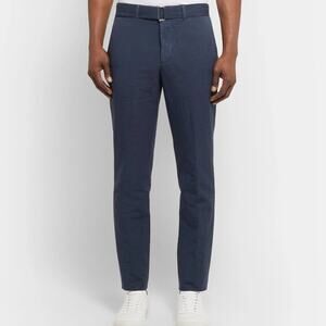 NEW Officine Generale Paul Pant SIZE 50 US 33 Unhemmed Navy Linen Trousers NWT
